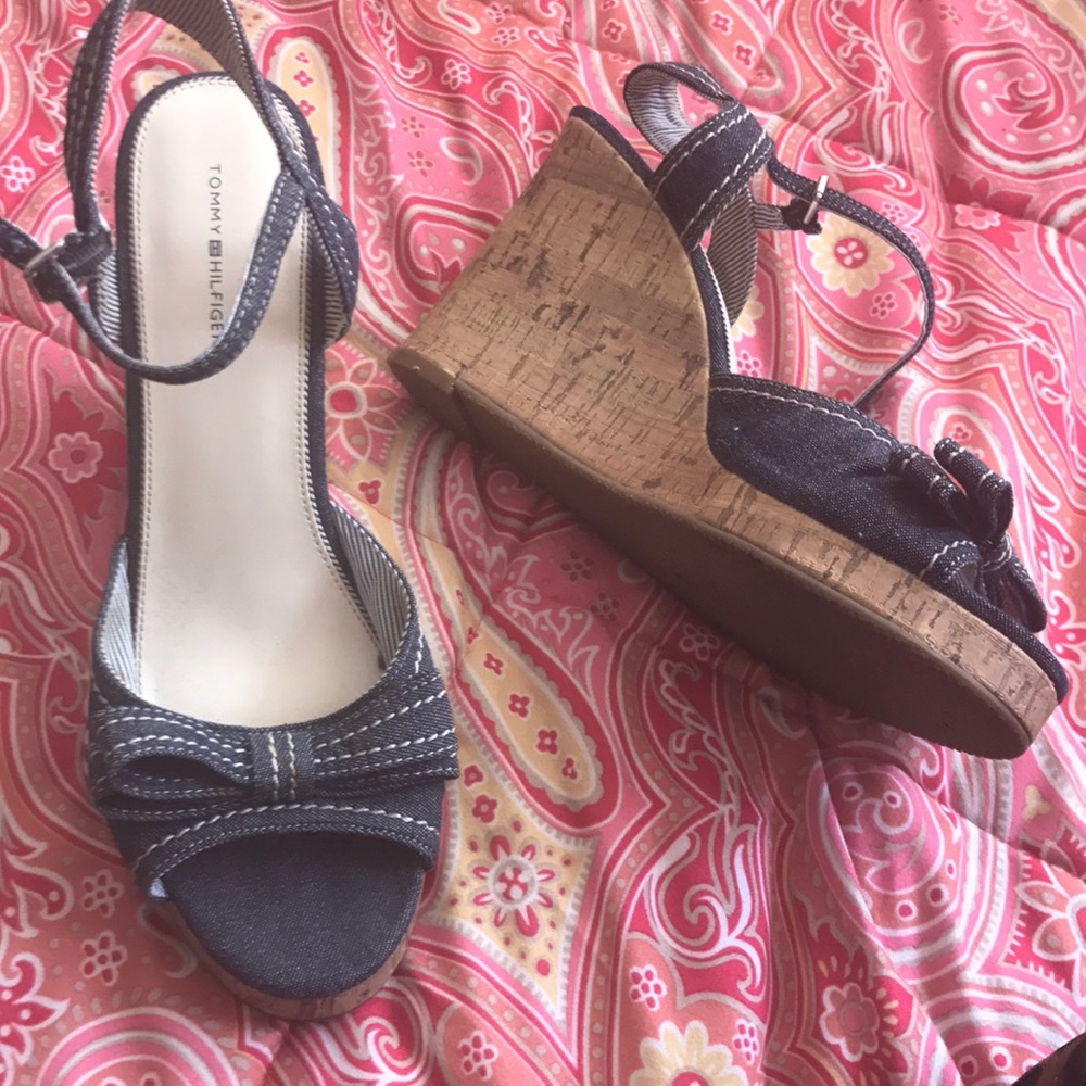 Tommy Hilfiger Denim And Cork Wedges